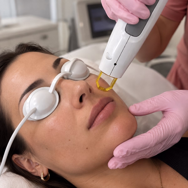 Specjalistka EPIL STUDIO podczas laserowego zamykania naczynek urządzeniem Candela GentleMax Pro w Krakowie